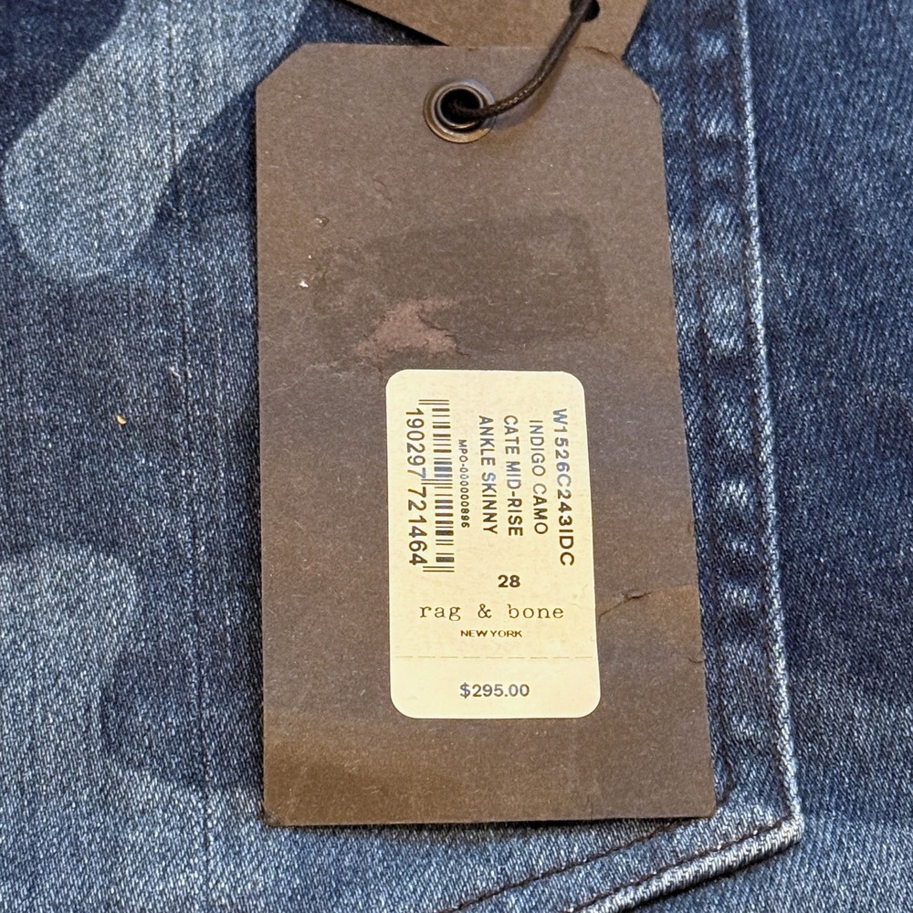 Rag & Bone Cate Mid Rise Ankle Skinny Jeans Women's Size 28 Blue Camo - Picture 15 of 16